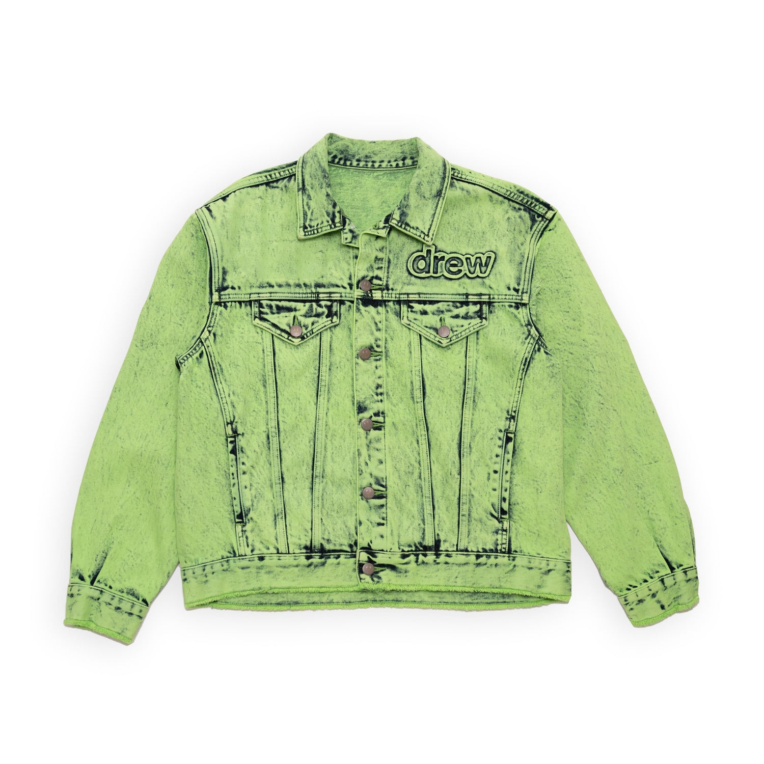 oversized trucker jacket - painted lime – drew wearhouse